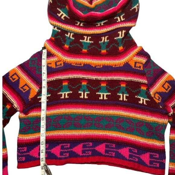 RARE H&M Designer Inspired Wool Aztec Boho Turtleneck Sweater Sz 10 - Picture 13 of 15